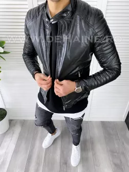 Geaca barbati neagra piele ecologica B7185 52-5